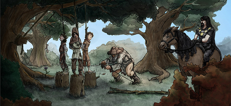 Illustration - Little John and the Three Youths